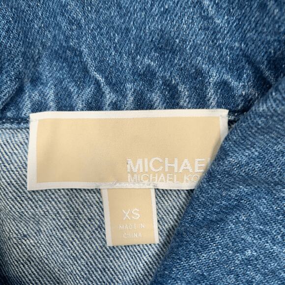 Michael Kors Denim Utility Jumpsuit Medium Wash One Piece Long Sleeve XS Classic - Picture 10 of 13